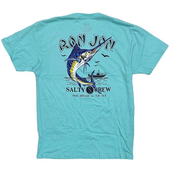 Salty Crew Men's X Ron Jon Surf Shop Marlin Short Sleeve Tee T-Shirt in Large - Picture 1 of 3